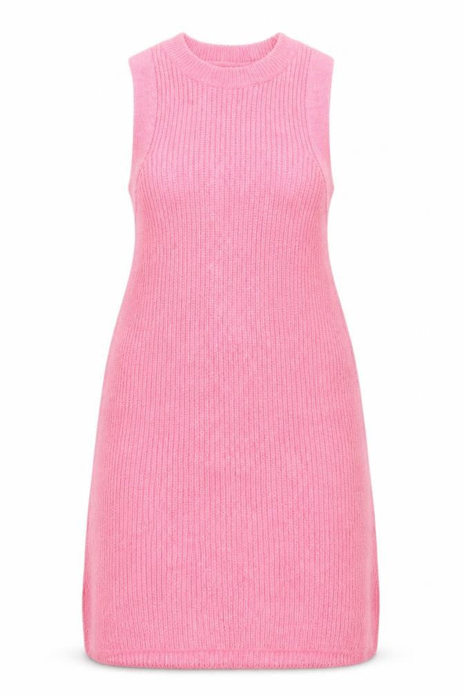 Papaya Womens Pink Acrylic Slip Dress Size S Round Neck Pullover