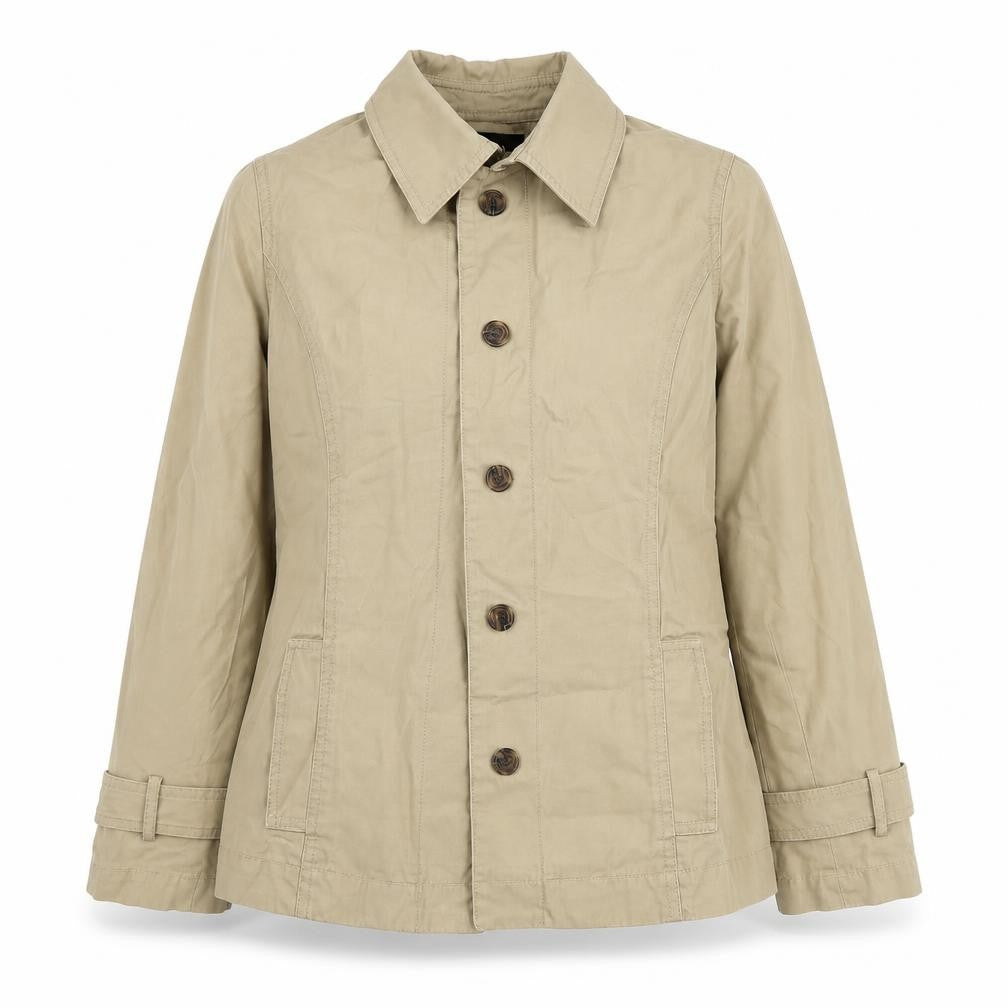 Front view of Bosch women’s brown jacket, size UK 38, button