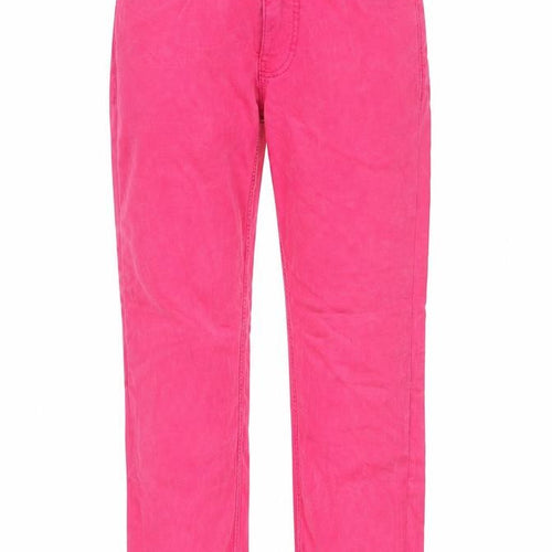 Marks and Spencer Womens Pink Cotton Straight Jeans Size 6 L24 in Regular Button