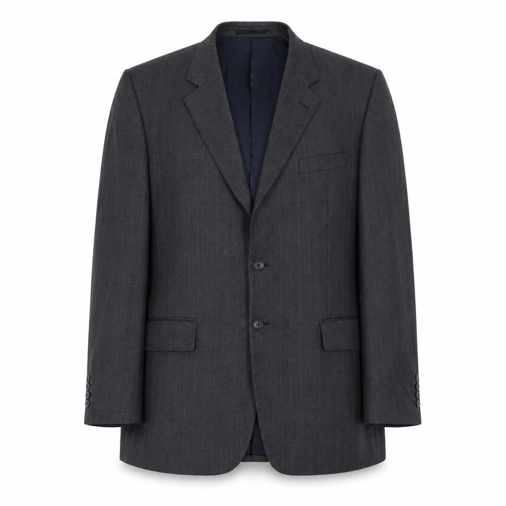 Front view of Brook Taverner men’s grey polyester jacket suit jacket, size 42