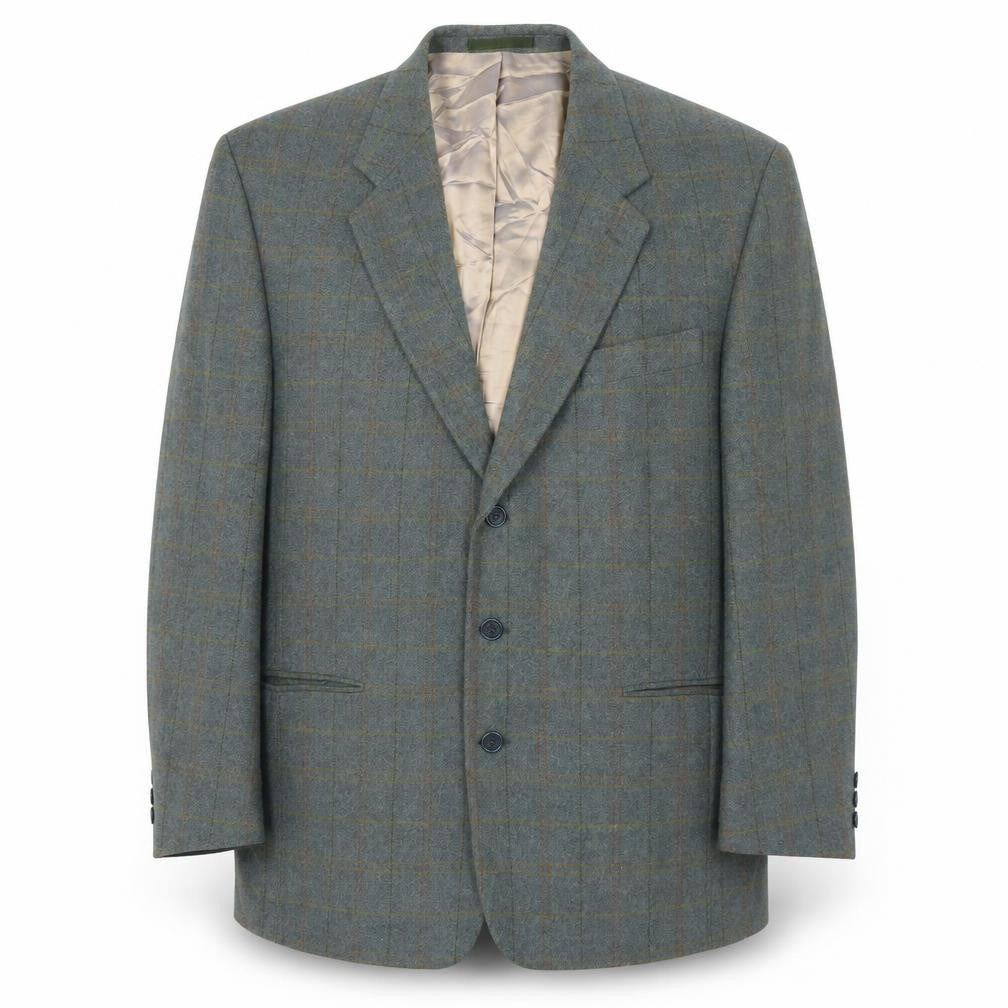 Front view of NICO men’s blue check viscose jacket suit jacket, size 44