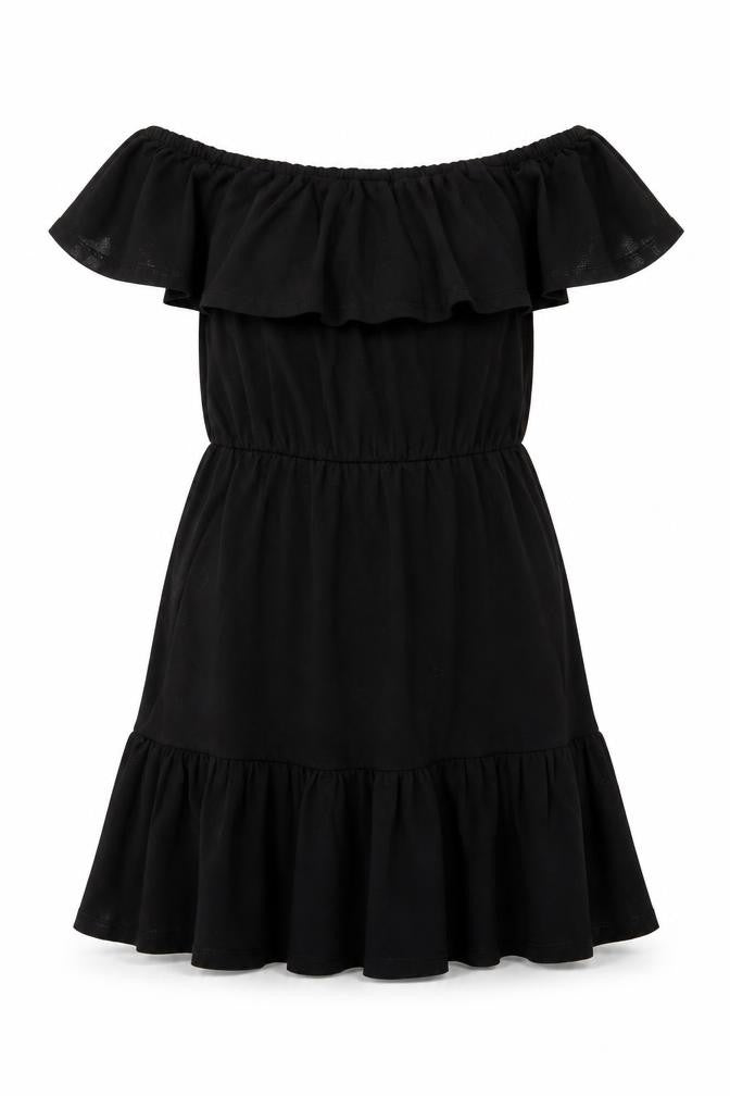 ASOS Womens Black 100% Cotton Fit & Flare Size 6 Off the Shoulder Pullover