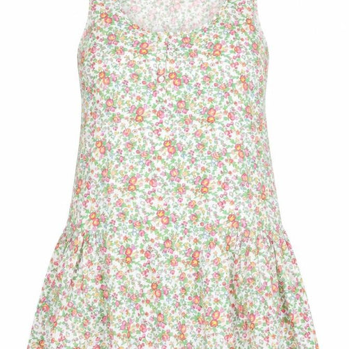 Evie Womens White Floral 100% Cotton A-Line Size 14 Scoop Neck Pullover