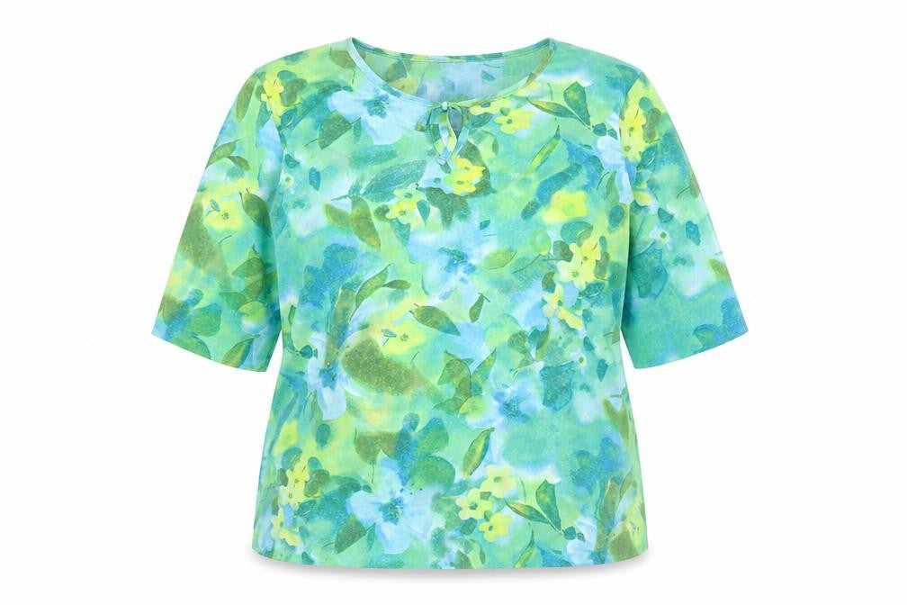 Front view of Mermaid women’s multicoloured floral polyamide basic blouse, size L, round neck
