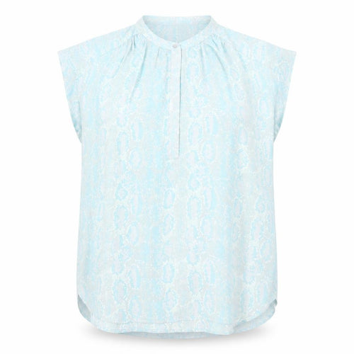 Hilary Radley Womens Blue Animal Print Polyester Basic Blouse Size XL Round Neck - Snake Print