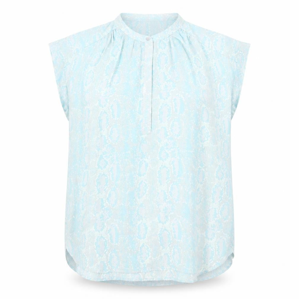 Hilary Radley Womens Blue Animal Print Polyester Basic Blouse Size XL Round Neck - Snake Print