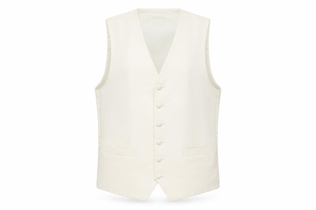 Heirloom Collectibles Mens Ivory Polyester Jacket Suit Waistcoat Size 38