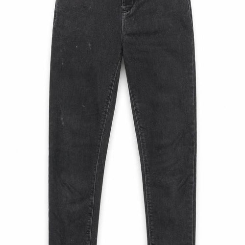 Denim & Co. Girls Black Cotton Skinny Jeans Size 10-11 Years L25 in Regular Zip