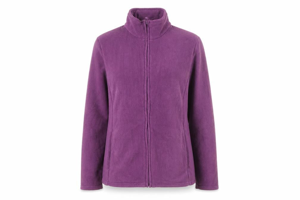 Front view of Marks & Spencer women’s purple jacket, size UK 8, zip