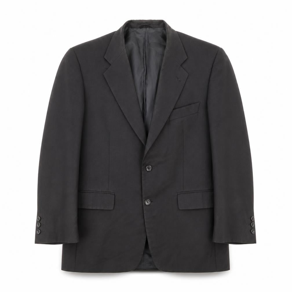 Front view of Burton men’s blue polyester jacket suit jacket, size 40
