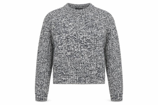 Front view of Topshop women’s multicoloured round neck acrylic jumper, size UK 8