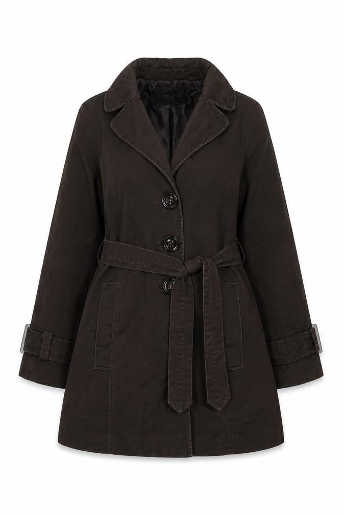 Front view of Zara women’s brown jacket, size L, button
