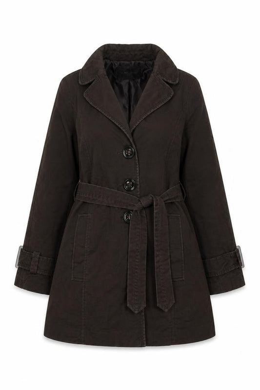 Front view of Zara women’s brown jacket, size L, button