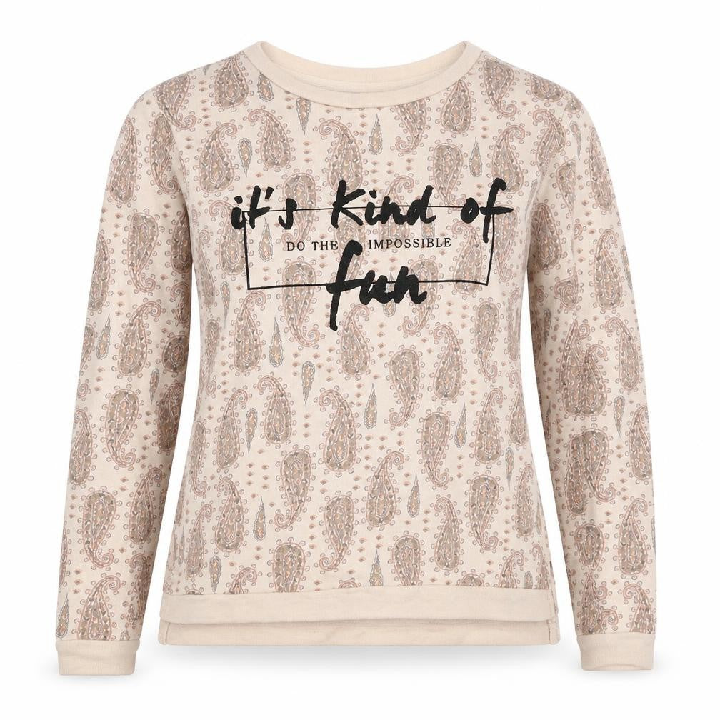 EDC Womens Beige Paisley Cotton Pullover Sweatshirt Size M Pullover - Do the Impossible, it's kind of Fun