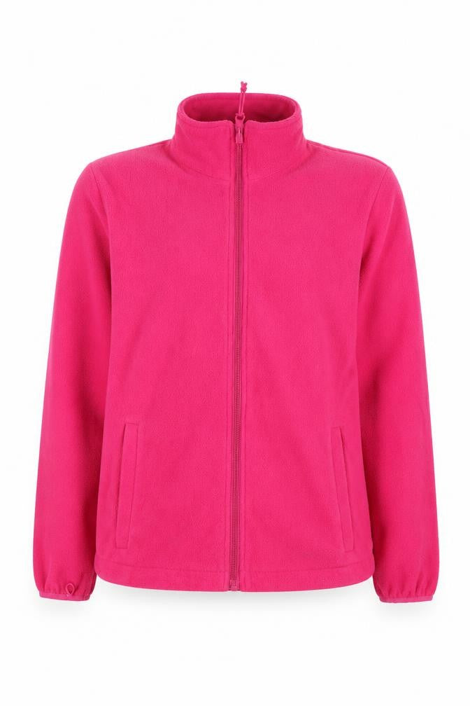 Front view of Mountain Life girls’ pink jacket, size 11-12, years zip
