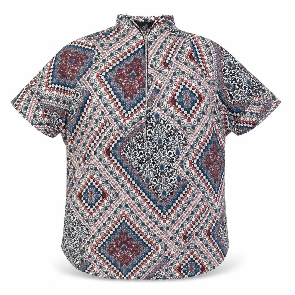 Front view of Walls women’s multicoloured geometric viscose basic blouse, size L, mock neck