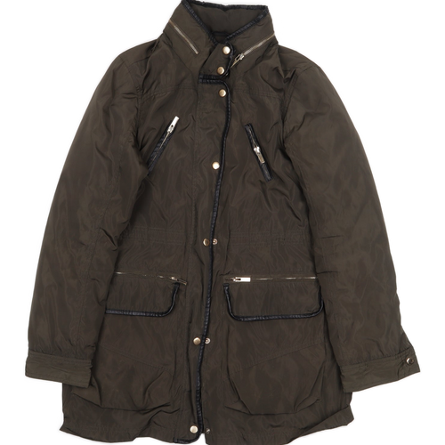 Dunnes Stores Womens Green Parka Coat Size 12 Zip