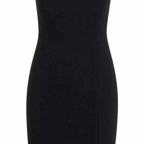 PRETTYLITTLETHING Womens Black Polyurethane Pencil Dress Size 10 Off the Shoulder Pullover