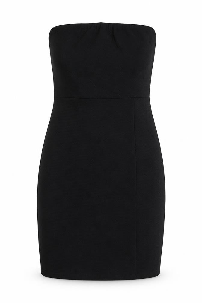 PRETTYLITTLETHING Womens Black Polyurethane Pencil Dress Size 10 Off the Shoulder Pullover
