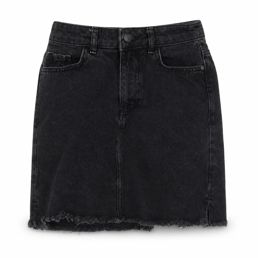 New Look Womens Black Cotton A-Line Skirt Size 8 Zip