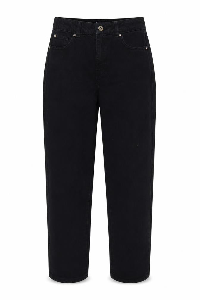 Denim Reserved Womens Black Cotton Straight Jeans Size 34 in Regular Zip
