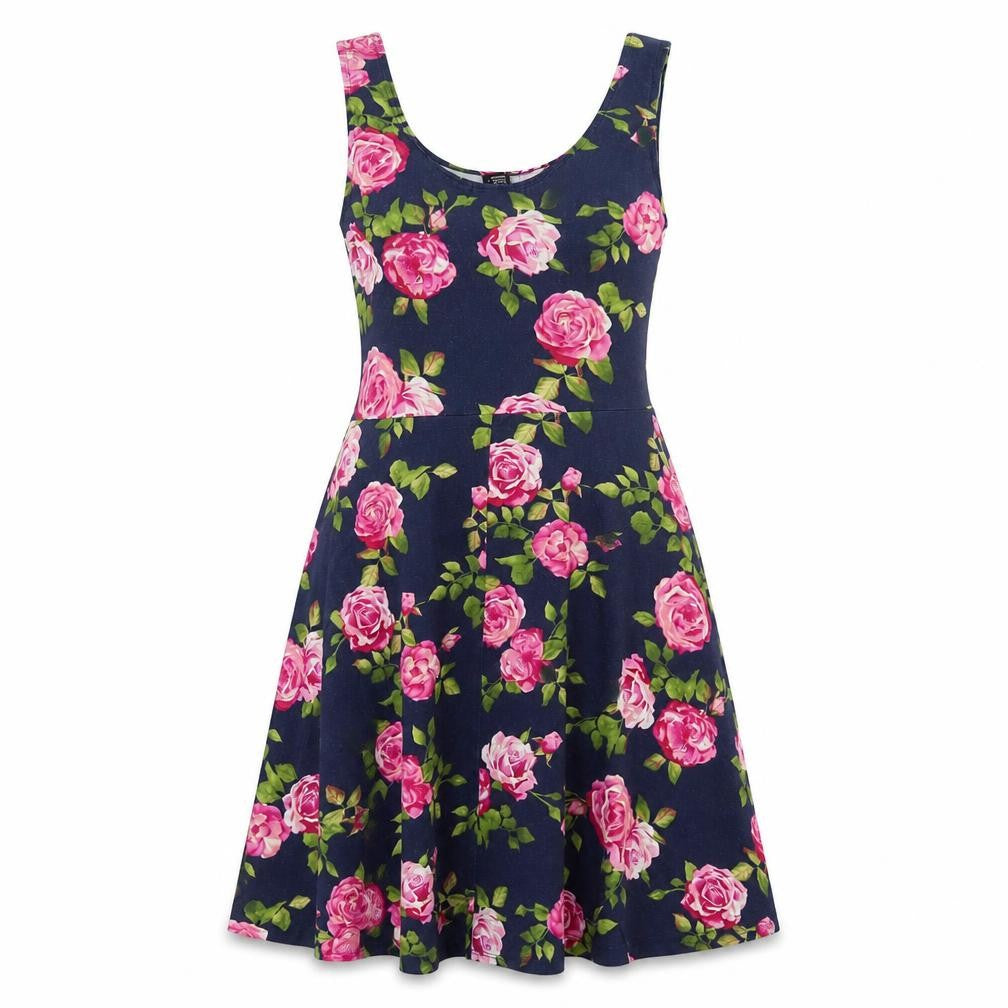 XXI Womens Blue Floral Cotton A-Line Size M Round Neck Pullover