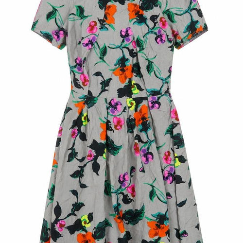 Miss Selfridge Womens Multicoloured Floral Viscose A-Line Size 10 Round Neck Zip