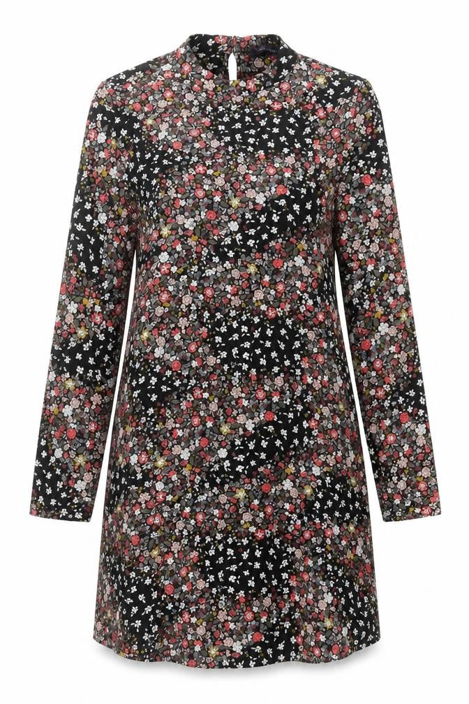 Marks and Spencer Womens Multicoloured Floral Viscose Fit & Flare Size 8 Round Neck Button