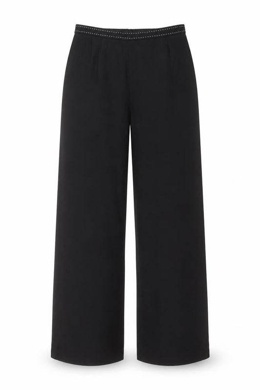 Front view of Roman women’s black polyester trousers, size UK 14, regular zip