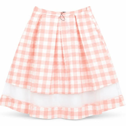 PAPAPAY Womens Pink Check Polyester Skater Skirt Size 8 Zip
