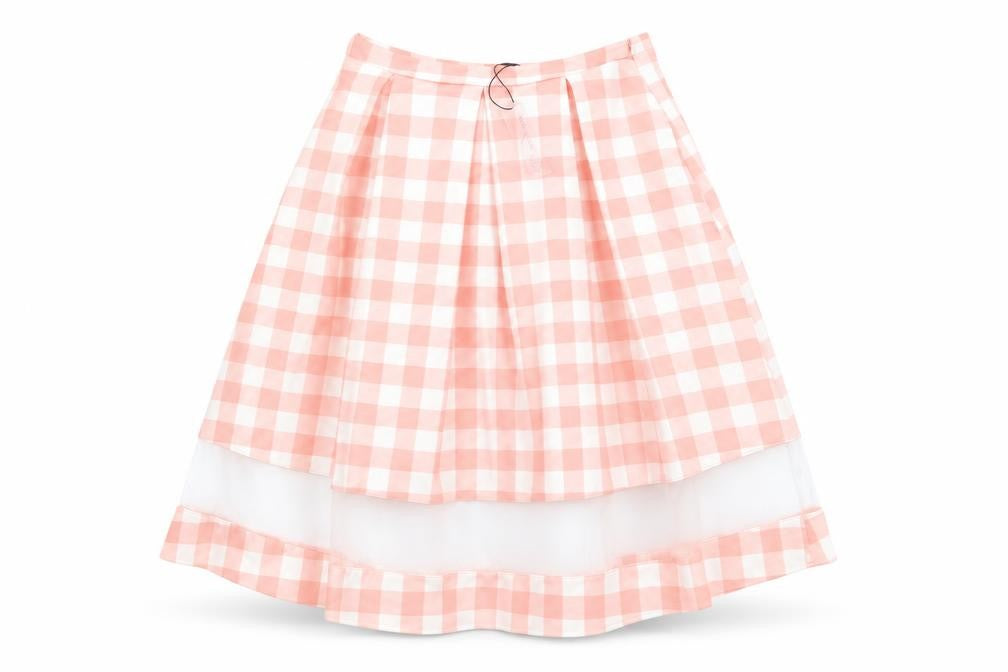 PAPAPAY Womens Pink Check Polyester Skater Skirt Size 8 Zip
