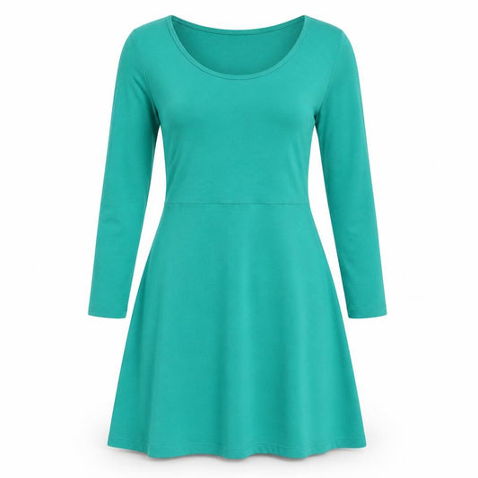 Front view of Atmosphere women’s green polyester a-line, size UK 12, scoop neck pullover