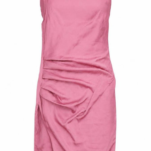 Amy & Clo Womens Pink Polyester Slip Dress Size M Square Neck Zip