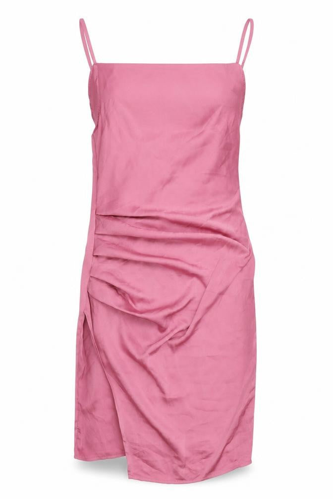 Amy & Clo Womens Pink Polyester Slip Dress Size M Square Neck Zip