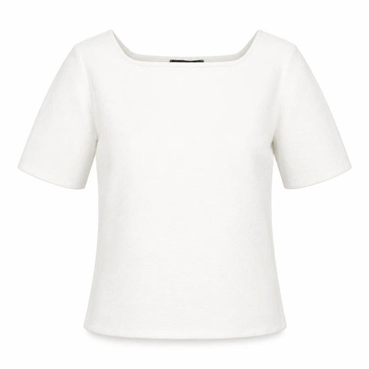 Front view of Marks & Spencer women’s white polyester basic blouse, size UK 12, square neck