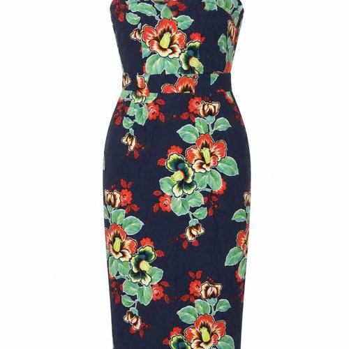 Warehouse Womens Multicoloured Floral Viscose Fit & Flare Size 10 V-Neck Zip