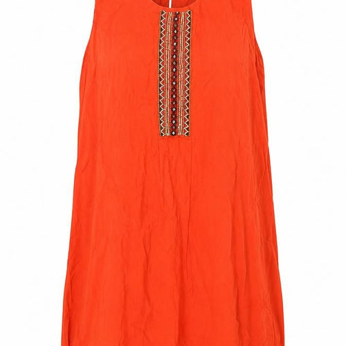 ANNE WEYBURN Womens Orange Geometric Cotton A-Line One Size Scoop Neck Pullover