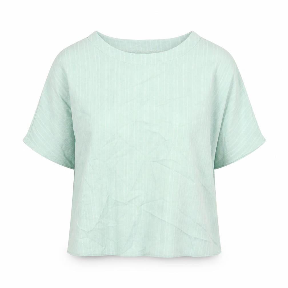 Preworn Womens Green Polyester Basic Blouse Size S Round Neck