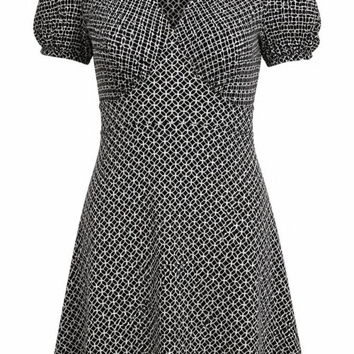 Next Beachwear Womens Black Geometric Viscose Fit & Flare Size 8 V-Neck Pullover