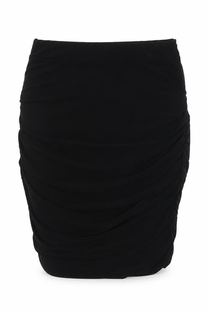 PRETTYLITTLETHING Womens Black Polyester Straight & Pencil Skirt Size 8 - Ruched