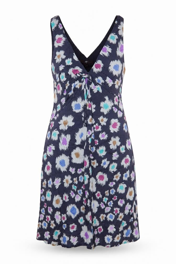 Great Plains Womens Purple Geometric Viscose Slip Dress Size L V-Neck Pullover