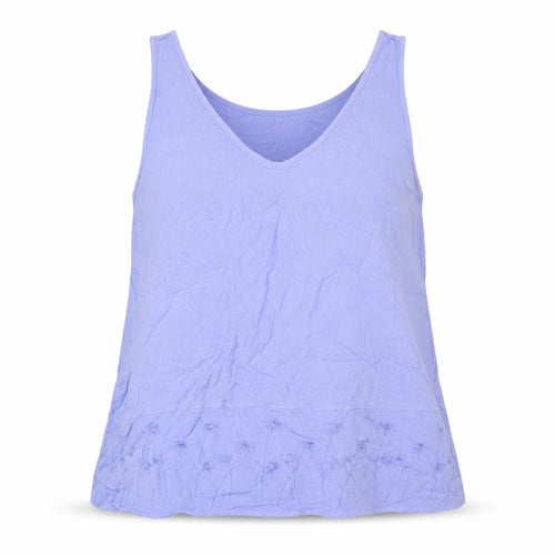 Marks and Spencer Womens Blue Viscose Basic Tank Size 12 V-Neck - Flower Detail
