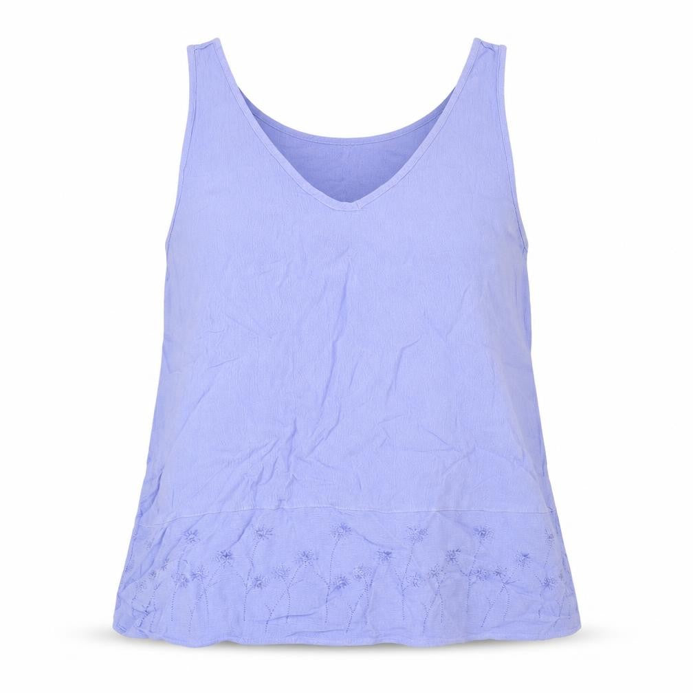 Marks and Spencer Womens Blue Viscose Basic Tank Size 12 V-Neck - Flower Detail