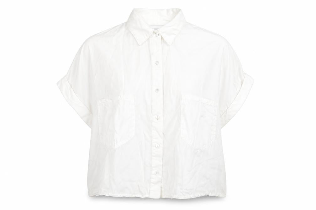 Zara Womens White Polyester Basic Button-Up Size S Collared