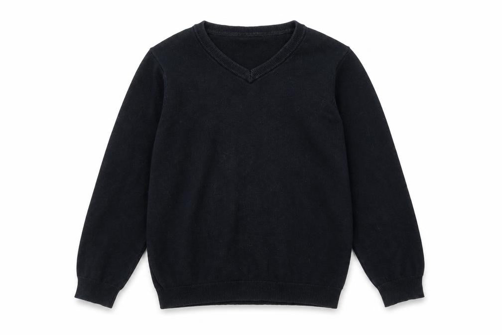 Front view of Tu boys’ black cotton pullover sweatshirt, size 12, years pullover