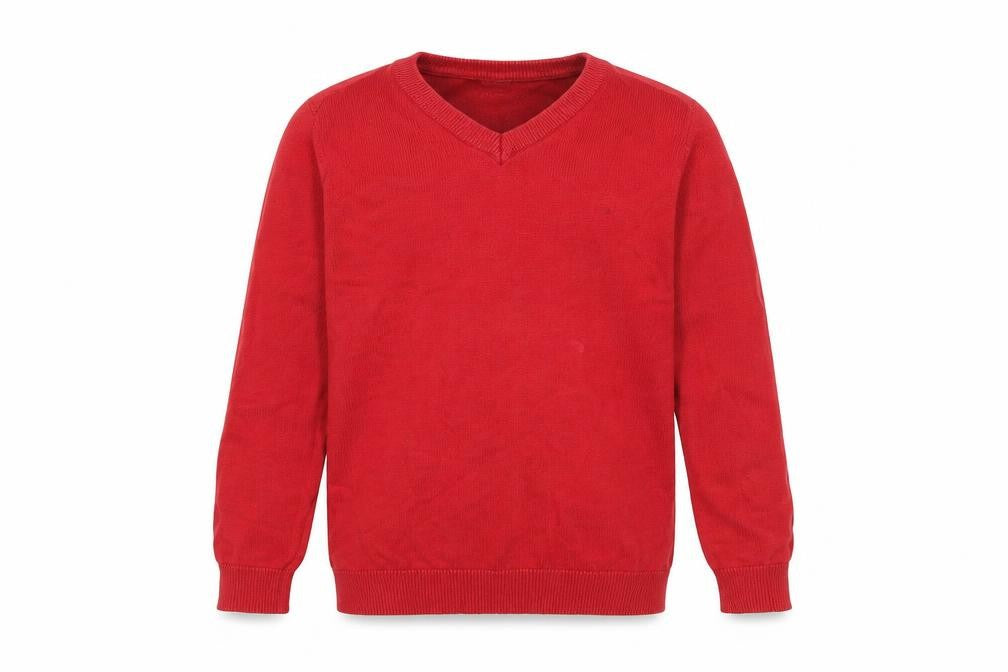 Front view of Tu boys’ red cotton pullover sweatshirt, size 6, years pullover
