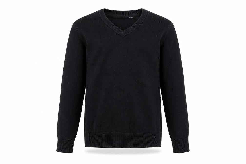 Front view of Marks & Spencer boys’ black 100% cotton pullover sweatshirt, size 9-10, years pullover