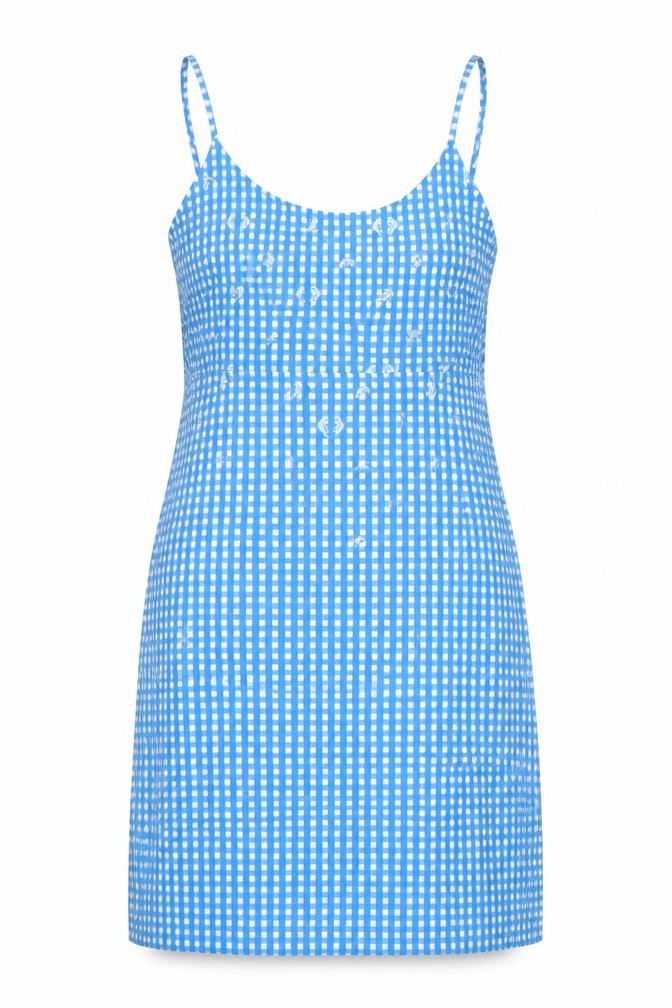 Daisy Street Womens Blue Check Viscose Mini Size 10 Round Neck Tie