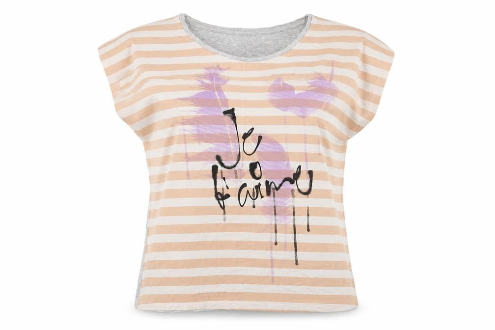 Limited Womens Multicoloured Striped Viscose Basic T-Shirt Size 16 Round Neck - Je T'aime