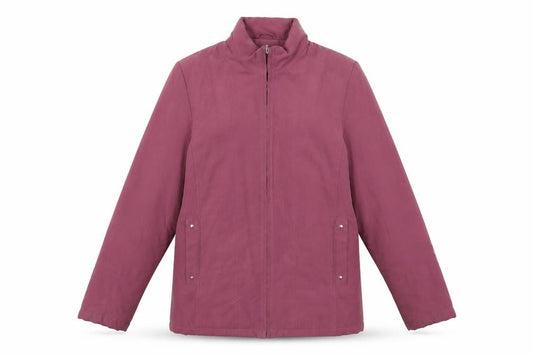 Front view of EWM women’s purple jacket, size UK 12, zip
